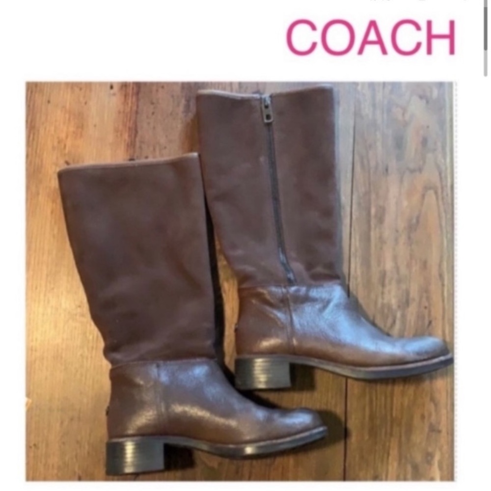 COACH boots lined tall high leather suede winter warm wool lining size 6